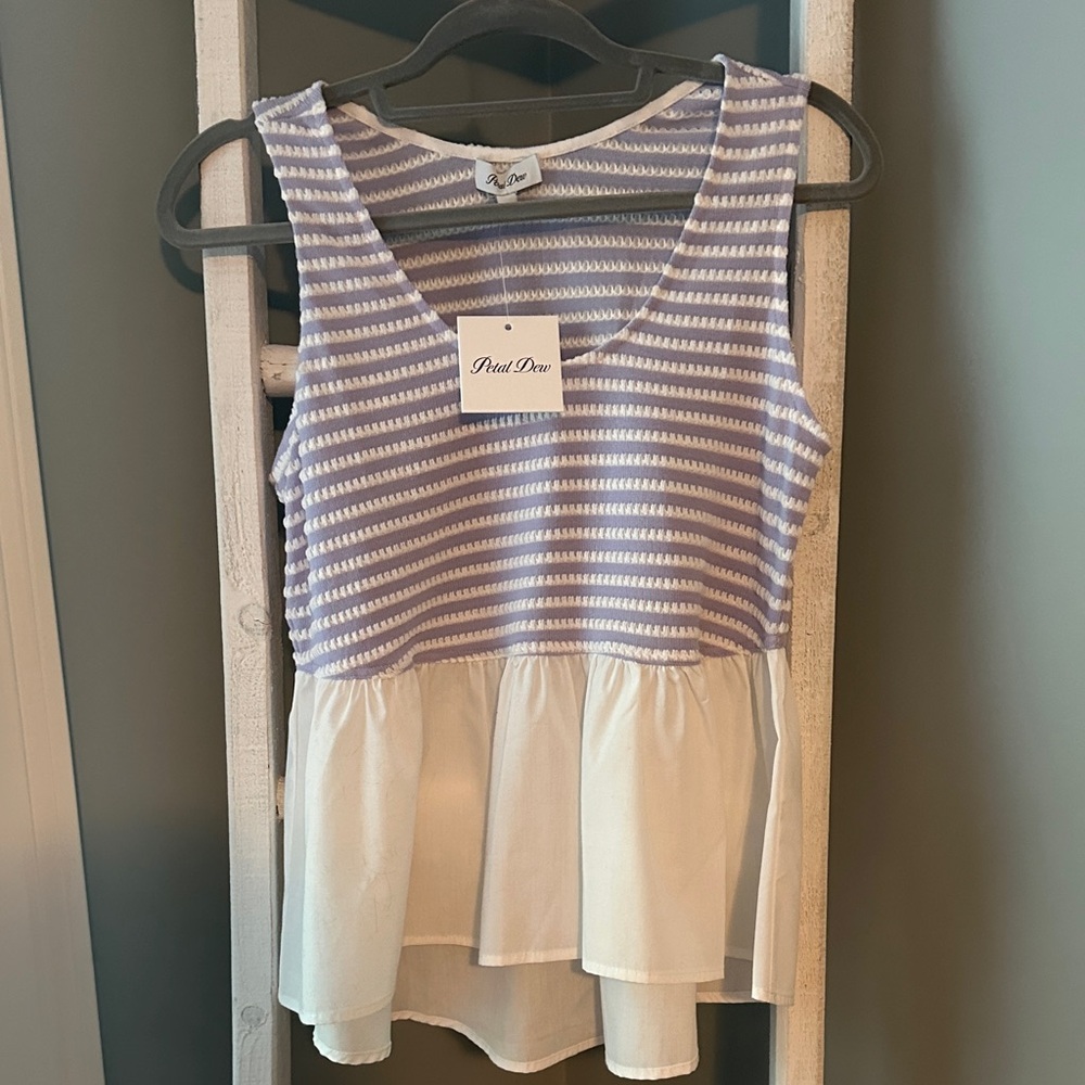 Lavender and White Striped Women's Tank Top